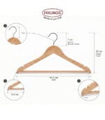 FEELINGS 12-piece Wooden Hangers Non-Slip Clothes Hanger with Notches for Wardrobe Cloth Display Rack Space Saving Closet Storage Organizer Hanger, Beige Pack of 12 - Image 3