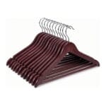 FEELINGS Wooden Hangers 12-piece Non-Slip Clothes Hangers with Notches, Hangers for Wardrobe, Space Saving Closet Storage Organizer, Wooden Clothes Hanger - Brown