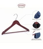FEELINGS Wooden Hangers 12-piece Non-Slip Clothes Hangers with Notches, Hangers for Wardrobe, Space Saving Closet Storage Organizer, Wooden Clothes Hanger - Brown - Image 5