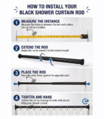 FEELINGS Shower Curtain Rod - Black 104-190Cm - Image 4