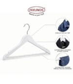 FEELINGS Premium Wooden Clothes Hangers Set of 6, White – Space Saving Non-Slip Suit & Coat Hangers with Notches & 360° Swivel Hook - Image 5