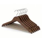 FEELINGS Premium Wooden Clothes Hangers Set of 6, Brown – Space Saving Non-Slip Suit & Coat Hangers with Notches & 360° Swivel Hook