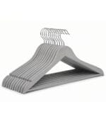 FEELINGS WOODEN HANGER 12PCS SET Suit Hanger Cloth Hangers Wooden Clothes Hanger Smooth Finish Wooden Coat Hanger Wooden Hangers for Clothes Dress Suit Grey