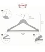 FEELINGS WOODEN HANGER 12PCS SET Suit Hanger Cloth Hangers Wooden Clothes Hanger Smooth Finish Wooden Coat Hanger Wooden Hangers for Clothes Dress Suit Grey - Image 3
