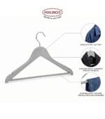 FEELINGS WOODEN HANGER 12PCS SET Suit Hanger Cloth Hangers Wooden Clothes Hanger Smooth Finish Wooden Coat Hanger Wooden Hangers for Clothes Dress Suit Grey - Image 5