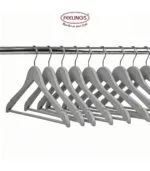 FEELINGS WOODEN HANGER 24PCS SET Suit Hanger Cloth Hangers Wooden Clothes Hanger Smooth Finish Wooden Coat Hanger Wooden Hangers for Clothes Dress Suit Grey - Image 4