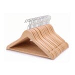 FEELINGS Wooden Hangers with Non-Slip Grip, Set of 24 - Natural Finish, Durable Space-Saving Premium Design for Clothes, Coats, and Jackets