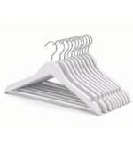 FEELINGS Wooden Appearance Hangers with Non-Slip Grip, Set of 12 - White Finish, Durable Space-Saving Premium Design for Clothes, Coats, and Jackets