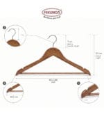 FEELINGS Wooden Hangers with Non-Slip Grip, Set of 12 - Brown Finish, Durable Space-Saving Premium Design for Clothes, Coats, and Jackets - Image 3