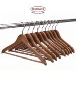 FEELINGS Wooden Hangers with Non-Slip Grip, Set of 12 - Brown Finish, Durable Space-Saving Premium Design for Clothes, Coats, and Jackets - Image 4
