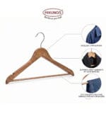 FEELINGS Wooden Hangers with Non-Slip Grip, Set of 12 - Brown Finish, Durable Space-Saving Premium Design for Clothes, Coats, and Jackets - Image 5