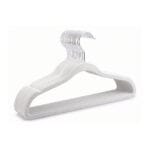 FEELINGS Velvet Hanger White Without Tie Holder, Pack of 12