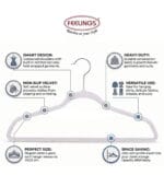 FEELINGS Velvet Hanger White Without Tie Holder, Pack of 12 - Image 6