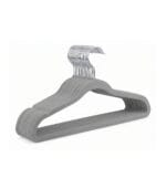 FEELINGS Velvet Hanger Grey Without Tie Holder, Pack of 12