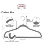 FEELINGS Velvet Hanger Grey Without Tie Holder, Pack of 12 - Image 3