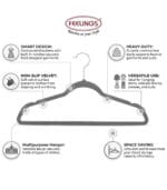 FEELINGS Velvet Hanger Grey Without Tie Holder, Pack of 12 - Image 6