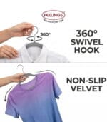 FEELINGS Velvet Hanger Pack of 24 Grey Without Tie Holder - Image 5