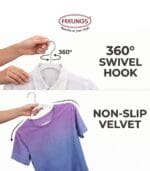 FEELINGS Velvet Hangers  Without Tie Holder- Pack of 120 , White - Image 5