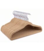 FEELINGS Velvet Hangers Without Tie Holder - Pack of 120 , Beige