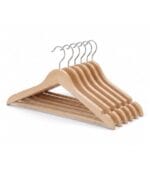 FEELINGS Premium Wooden Clothes Hangers Set of 6, Natural – Space Saving Non-Slip Suit & Coat Hangers with Notches & 360° Swivel Hook