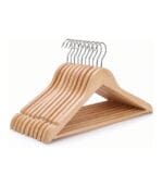FEELINGS Premium Wooden Clothes Hangers Set of 6, Natural – Space Saving Non-Slip Suit & Coat Hangers with Notches & 360° Swivel Hook - Image 3