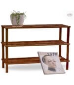 FEELINGS 3-Layer Wooden Shoe Rack 74cm – Coffee Brown | 3 Tire, Multi-Tier Shoe Rack | Shoe Organizer | Shoe Rack Display | Multifunctional Storage | Free Standing Shoe Shelf | Shoes Cabinet 74cm - Image 4