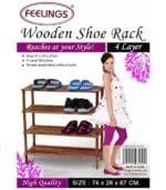 Feelings 4-Layer Wooden Shoe Rack – 74cm Brown | Multi-Tier Shoe Rack | Shoe Organizer | Shoe Rack Display | Multifunctional Storage | Free Standing Shoe Shelf | Shoes Cabinet | Shoe Tower Shelf - Image 5