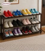 FEELINGS 3-Layer Wooden Shoe Rack 63cm – Coffee Color | Multi-Tier Shoe Rack - Image 3