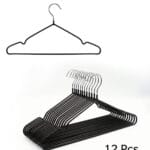 FEELINGS Metal Hanger Pvc Coated 12Pcs Set Hangers 40 x 20 cm, Black