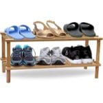FEELINGS 2-Layer Wooden Shoe Rack – 63cm Natural Color | Multi-Tier Shoe Rack | Shoe Organizer | Shoe Rack Display | Multifunctional Storage | Free Standing Shoe Shelf | Shoes Cabinet 63cm