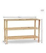 FEELINGS 3-Layer Wooden Shoe Rack – 63cm Natural Color | Multi-Tier Shoe Rack | Shoe Organizer | Shoe Rack Display | Multifunctional Storage | Free Standing Shoe Shelf | Shoes Cabinet 63cm - Image 2