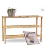 FEELINGS 3-Layer Wooden Shoe Rack – 63cm Natural Color | Multi-Tier Shoe Rack | Shoe Organizer | Shoe Rack Display | Multifunctional Storage | Free Standing Shoe Shelf | Shoes Cabinet 63cm - Image 4