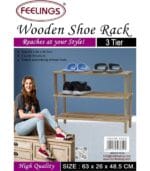 FEELINGS 3-Layer Wooden Shoe Rack – 63cm Natural Color | Multi-Tier Shoe Rack | Shoe Organizer | Shoe Rack Display | Multifunctional Storage | Free Standing Shoe Shelf | Shoes Cabinet 63cm - Image 5