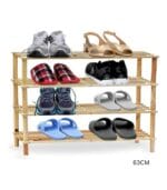 FEELINGS 4-Layer Wooden Shoe Rack 63cm – Natural Color | Multi-Tier Shoe Rack | Shoe Organizer | Shoe Rack Display | Multifunctional Storage | Free Standing Shoe Shelf | Shoes Cabinet 63cm