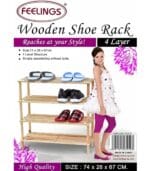 Feelings Wooden Shoe Rack 4 Tier 74cm - Natural Color - Image 5