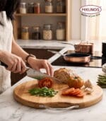 FEELINGS Round Wooden Cutting Board – 34cm Durable Chopping & Serving Board for Food Prep, Cheese, Bread & Kitchen Use - Image 3