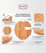 FEELINGS Round Wooden Cutting Board – 34cm Durable Chopping & Serving Board for Food Prep, Cheese, Bread & Kitchen Use - Image 4