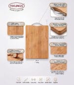 FEELINGS Wooden Chopping Board Bamboo Cutting Board 40 x 30 x 1.8cm - Image 4