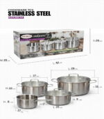 Cookware Set 7PCS Premium – 16cm Saucepan 1350ML + 16/18/20cm Casseroles 1350/1950/2750ML, G-Type Flat Glass Lids, Wire Handles, Induction Base, Mirror Finish - Image 2