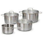 Cookware Set 7PCS Premium – 16cm Saucepan 1350ML + 16/18/20cm Casseroles 1350/1950/2750ML, G-Type Flat Glass Lids, Wire Handles, Induction Base, Mirror Finish
