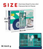 Stainless Steel Cutlery Set: Flatware Set 24 Pieces – Premium Silverware Set Serve For 6 with Knife/Fork/Spoons Utensils. - Image 3
