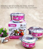 Dessini 3-Piece Stainless Steel Insulated Hot Pot Set – Silver Thermal Casserole Food Warmers with Lids, 1.0L, 1.5L, and 2.5L Capacities for Catering, Parties, and Daily Use - Image 4