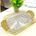 3-Piece Luxury Plastic Serving Tray Set with Handles - Image 2