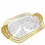 3-Piece Luxury Plastic Serving Tray Set with Handles