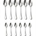 Stainless Steel Cutlery 12 Pieces Set - Premium Silverware Utensils 6 Dinner Spoon & 6 Tea,Dessert Spoon, Mirror Polished, Durable & Dishwasher Safe