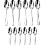 Stainless Steel Cutlery 12 Pieces Set - Premium Silverware Utensils 6 Dinner Spoon & 6 Tea,Dessert Spoon, Mirror Polished, Durable & Dishwasher Safe