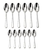 Stainless Steel Cutlery 12 Pieces Set - Premium Silverware Utensils 6 Dinner Spoon & 6 Tea,Dessert Spoon, Mirror Polished, Durable & Dishwasher Safe