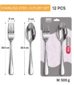 Stainless Steel Cutlery 12 Pieces Set – Premium Silverware Set Serve For 6, Dinner Fork x 6 & Dinner Spoons x 6, Mirror Polished, Durable & Dishwasher Safe - Image 2